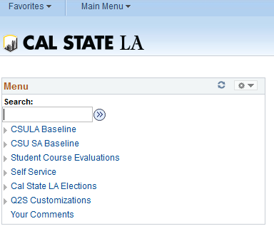 a search bar and 6 items in an unordered list, one of which is Cal State LA Elections